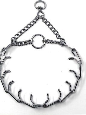 16” Prong Dog Training Collar - Adjustable for 13-19” Necks, Chrome Steel